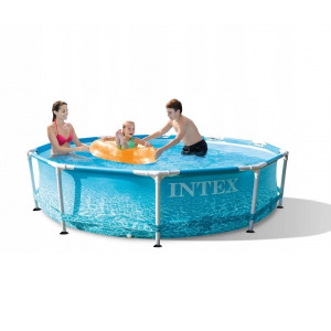 Бассейн каркасный Intex 28206 Beachside Metal Frame, круглый, с фильтр-насосом 2006л/час(арт.26604), 305х76см