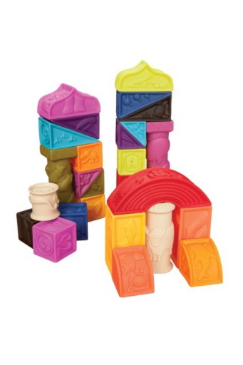 Игрушка развивающая Battat Построй-ка, силиконовые кубики, в сумочке 26 кубиков, для купания