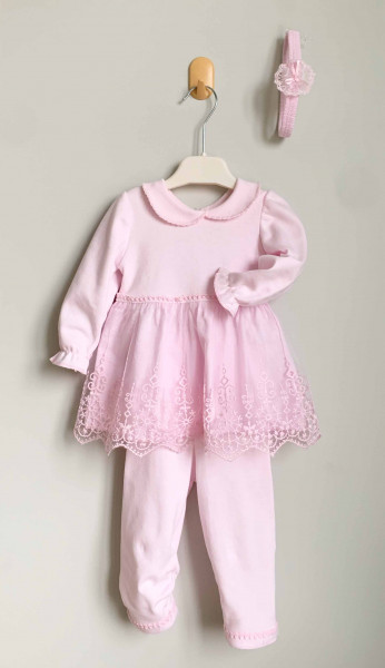 Комплект одежды для девочки Bayba Life Кружево, штанишки, кофта и повязка, 1-4 года