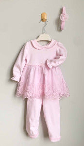 Комплект одежды для девочки Bayba Life Кружево, штанишки, кофта и повязка, 1-4 года