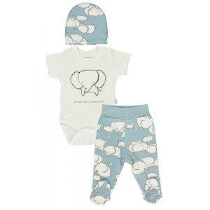 Комплект одежды Bebetto Dreaming для малыша, 100% хлопок, 3 эл: боди, ползунки, шапочка