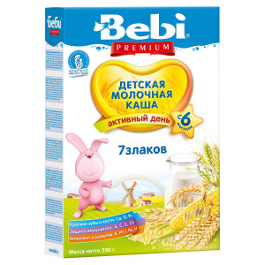 Каша молочная Bebi Premium 7 злаков, 6m+, 200 гр.
