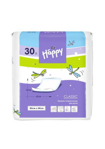 Одноразовые детские пеленки Bella Happy (60х60 см), впитывающие, 30шт.