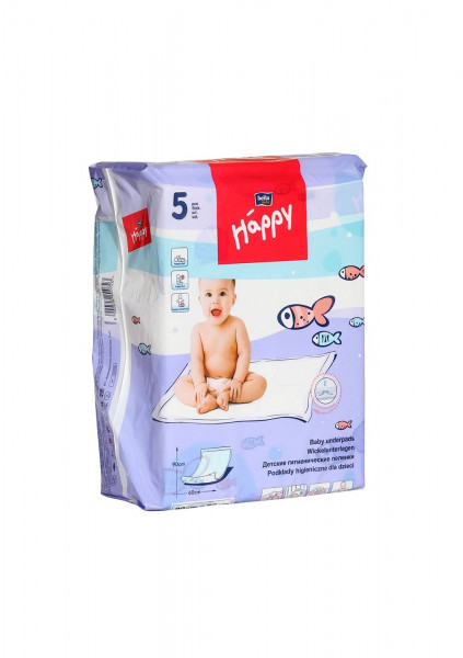 Одноразовые детские пеленки Bella Happy (60х90 см), впитывающие, 5шт.