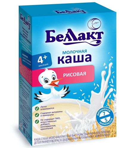 Каша молочная Беллакт Рисовая, 4m+, 200 гр