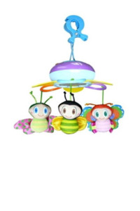 Игрушка на коляску Biba Toys Счастливые Жучки, карусель на прищепке, музыкальная, механическая, мини мобиль