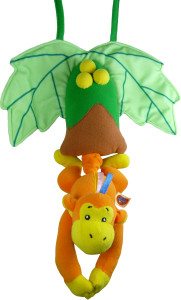 Игрушка подвесная Biba toys Счастливая обезьянка, музыкальная, вибрирующая, подвеска на кроватку