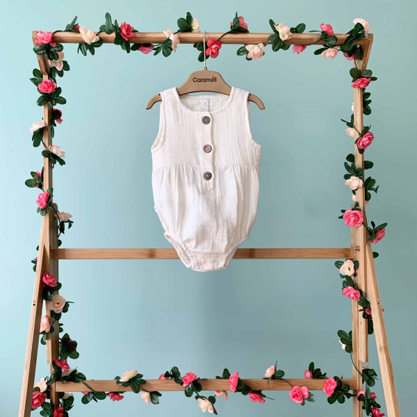 Боди для девочки Caramell Natural Girl, на пуговицах, муслин, 0-12 м