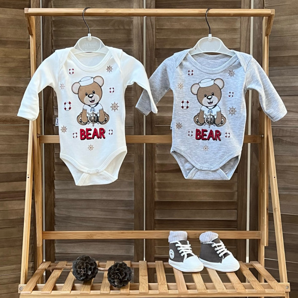 Боди детский Findik Bear, с длинным рукавом, интерлок, 1-18м