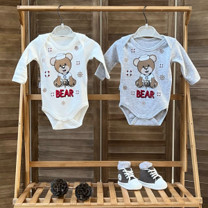 Боди детский Findik Bear, с длинным рукавом, интерлок, 1-18м