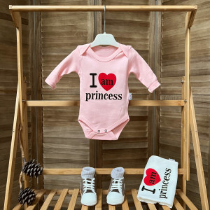 Боди детский Findik I am princess, с длинным рукавом, интерлок, 1-18м