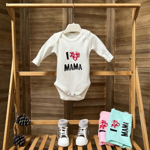 Боди детский Findik I love mama, с длинным рукавом, интерлок, 1-18м