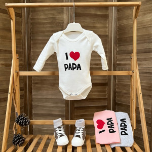 Боди детский Findik I love papa, с длинным рукавом, интерлок, 1-18м