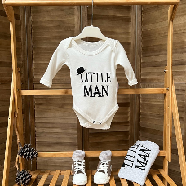Боди детский Findik Little man, с длинным рукавом, интерлок, 1-18м