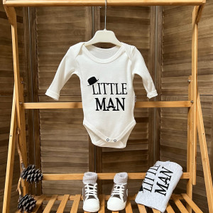 Боди детский Findik Little man, с длинным рукавом, интерлок, 1-18м