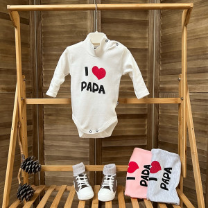 Боди-гольф детский Findik I love papa, с длинным рукавом, интерлок, 1-18м