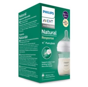 Бутылочка для кормления AVENT Natural 2.0, стекло, 120 мл, 0m+