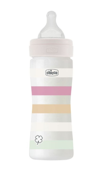 Бутылочка Chicco Well-Being Physio Colors, пластик, силикон, средний поток, 2m+, 250 мл