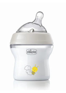 Бутылочка Chicco Natural Feeling, пластик, силикон, медленный поток, 0m+, 150мл