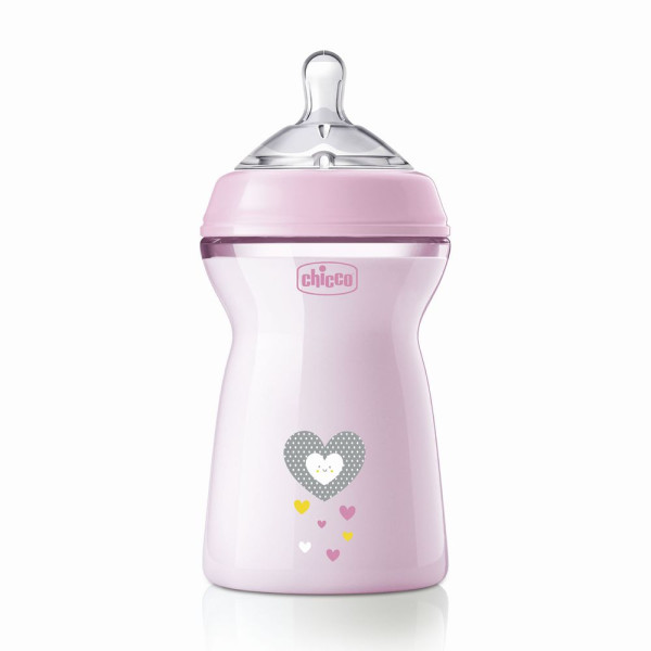 Бутылочка Chicco Natural Feeling, пластик, силикон, быстрый поток, 6m+, 330мл
