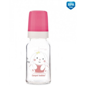 Бутылочка Canpol babies Sweet fun, стекло, силиконовая соска,120 мл