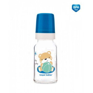 Бутылочка Canpol babies Sweet fun, стекло, силиконовая соска,120 мл
