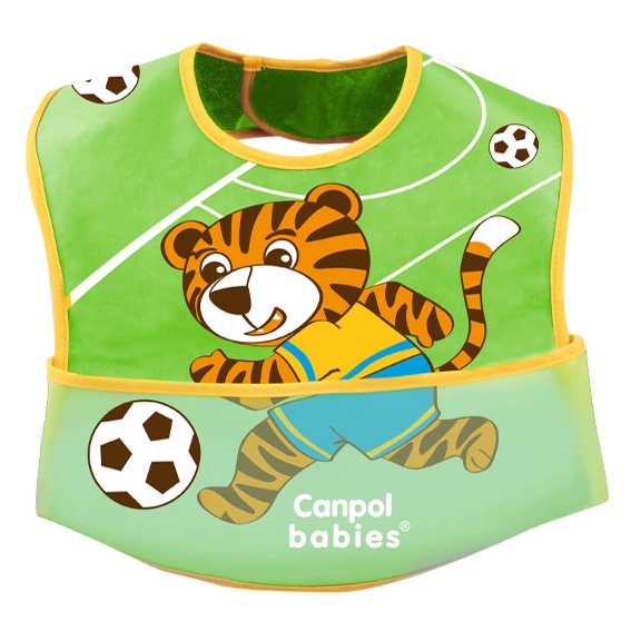 Нагрудник Canpol babies Футболист, хлопковый, с карманом, на липучке
