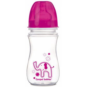 Бутылочка Canpol babies Easy Start Цветные зверюшки с широким горлышком, пластик, соска силикон, 240 мл