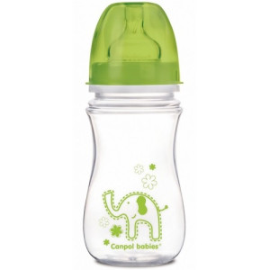 Бутылочка Canpol babies Easy Start Цветные зверюшки с широким горлышком, пластик, соска силикон, 240 мл