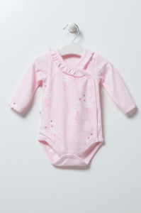 Боди с длинным рукавом Caramell Flamingo, на запах, 100% хлопок, 0-6м