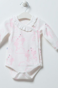 Боди с длинным рукавом Caramell Flamingo, на запах, 100% хлопок, 0-6м
