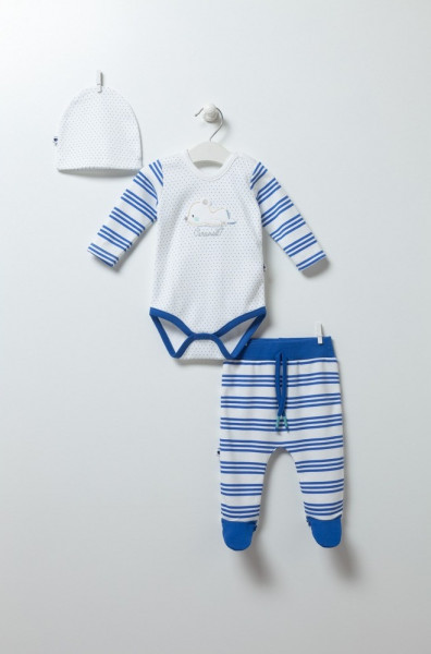 Комплект одежды Caramell Bear, 100% хлопок, 3 эл: боди с длинным рукавом, ползунки, шапочка