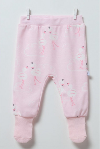 Ползунки с носочками Caramell Flamingo, 100% хлопок, 0-6м