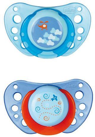 Пустышка Chicco Physio Air, силикон, 4m+, 2шт., дышащая, для мальчика