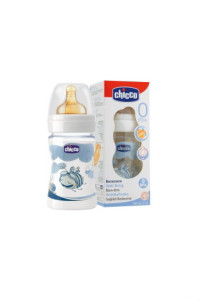 Бутылочка Chicco, для кормления, пластик, соска латекс, 150 мл.