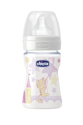Бутылочка для кормления Chicco, пластик, соска силикон, для девочек, нормальный поток, 150 мл.