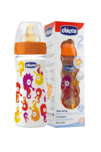Бутылочка Chicco, пластик, соска латекс, 250 мл, "Ироническая"