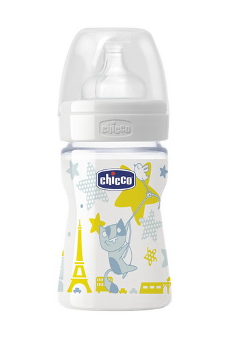 Бутылочка для кормления Chicco, пластик, соска силикон, для мальчика, 150 мл.
