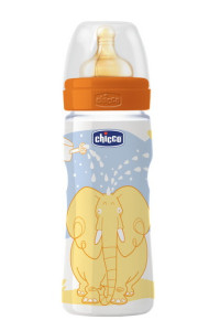 Бутылочка Chicco, пластик, соска латекс, 330 мл, "Романтическая"