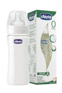 Бутылочка Chicco стекло, соска силикон, 240 мл