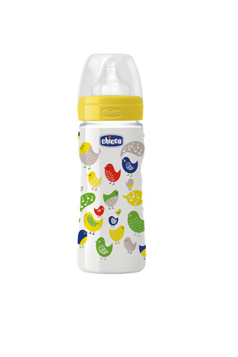 Бутылочка Chicco, для кормления, пластик, соска силикон, 330 мл 
