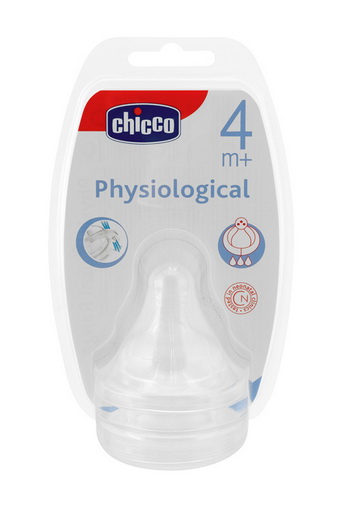 Соска для бутылочки Chicco силикон, 4м+, 2 шт., быстрый поток