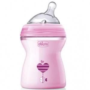 Бутылочка Chicco Natural Feeling Color, пластик, соска силиконовая, 2m+, 250мл