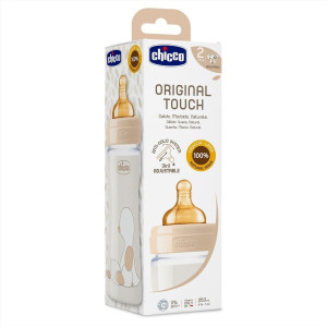 Бутылочка пластиковая Chicco Original Touch, соска латексная, переменный поток, 2m+, 250 мл