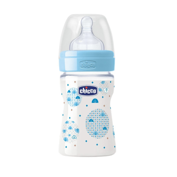Бутылочка Chicco Well-Being антиколиковая, пластик, соска силиконовая, 0m+, 150 мл