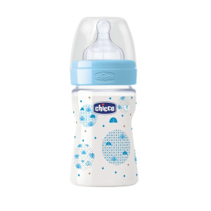Бутылочка Chicco Well-Being антиколиковая, пластик, соска силиконовая, 0m+, 150 мл