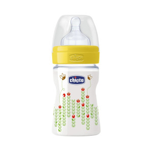 Бутылочка Chicco Well-Being антиколиковая, пластик, соска силиконовая, 0m+, 150 мл