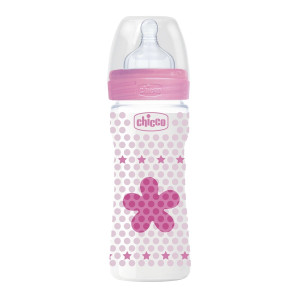 Бутылочка Chicco пластиковая WELL-BEING, соска силикон, средний поток, 2m+, 250 мл