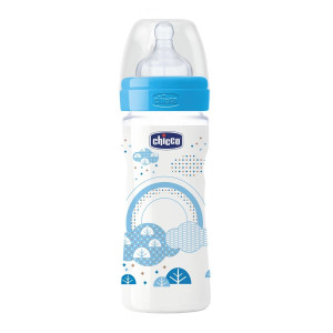 Бутылочка Chicco пластиковая WELL-BEING, соска силикон, средний поток, 2m+, 250 мл