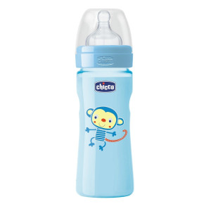 Бутылочка Chicco пластиковая WELL-BEING, соска силикон, средний поток, 2m+, 250 мл